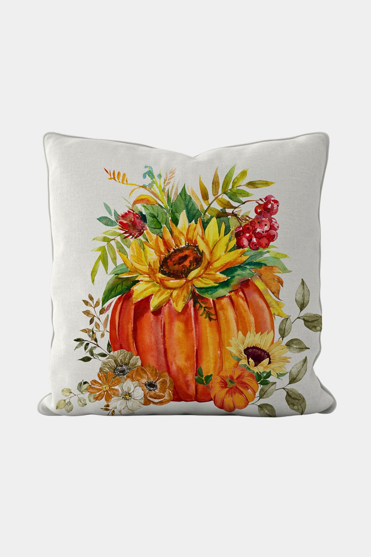 Home Seray Home Fall Balkabaklı Çift Tarafı Desenli Kadife Dokulu Kırlent Kılıfı