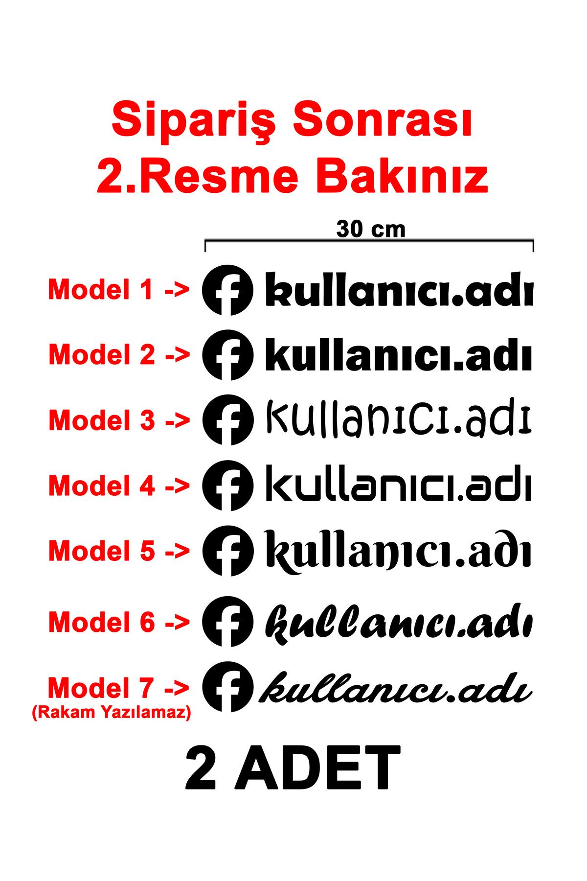 Sönmez Dijital (2 Adet) Facebook Kullanıcı Adı Sticker - Facebook Sticker - Facebook Logo Sticker - 30cm