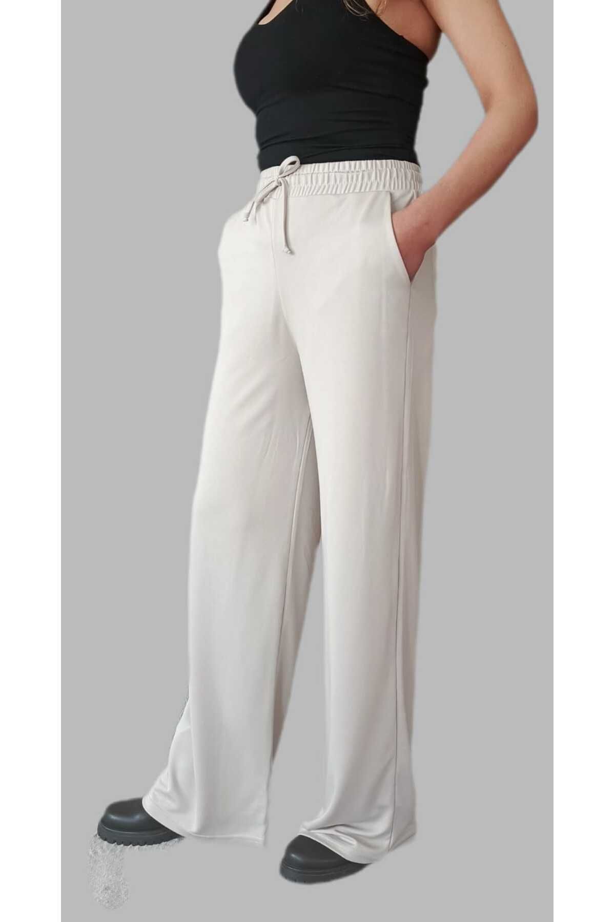Butik BELİ LASTİKLİ RAHAT KALIP BOL PAÇA PANTOLON