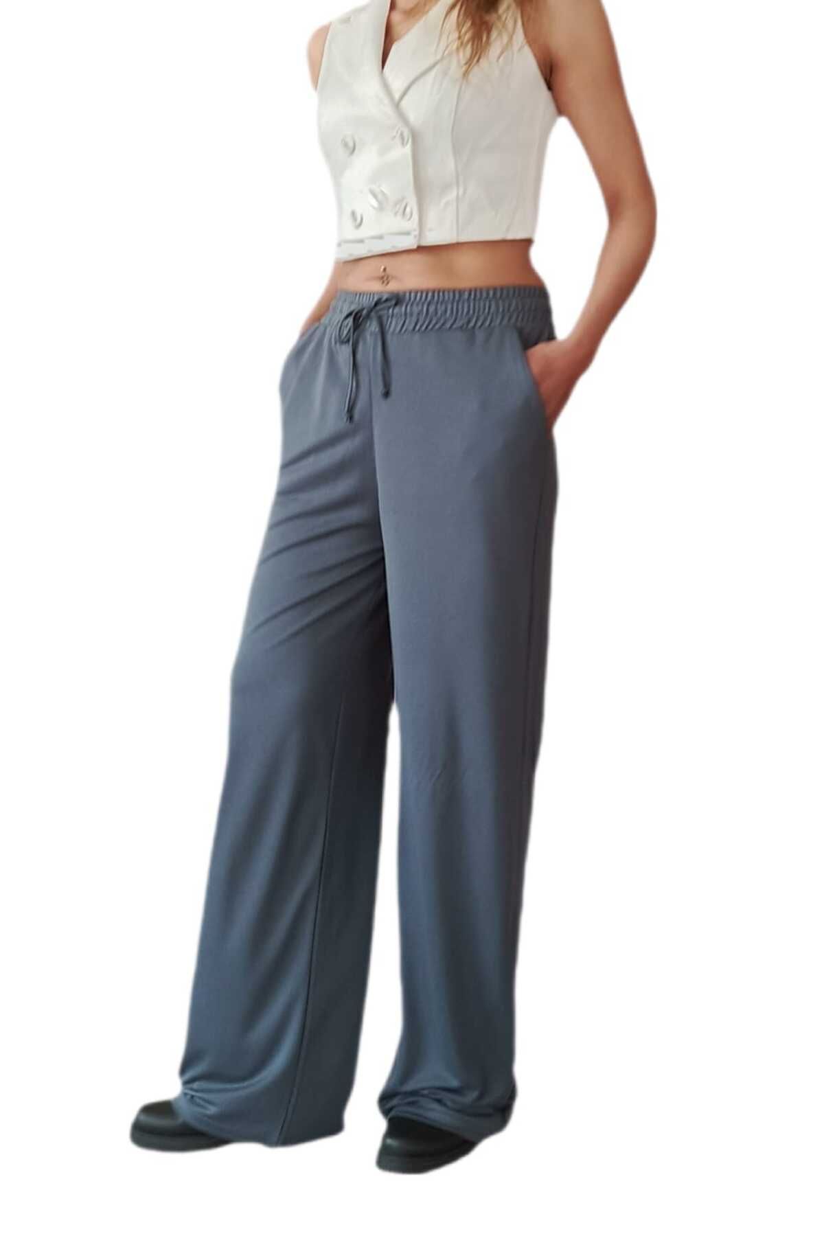 Butik BELİ LASTİKLİ RAHAT KALIP BOL PAÇA PANTOLON