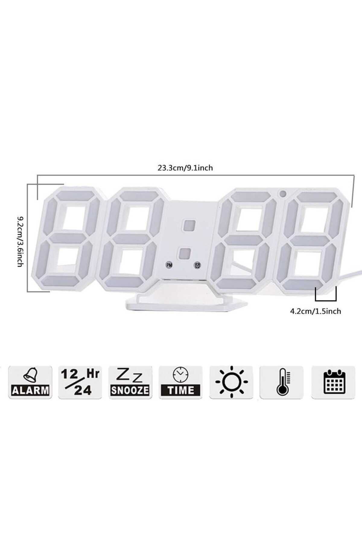 Generic-3D LED Digital Wall Clock – USB Powered Alarm with Temp, Date, Auto Brightness 5