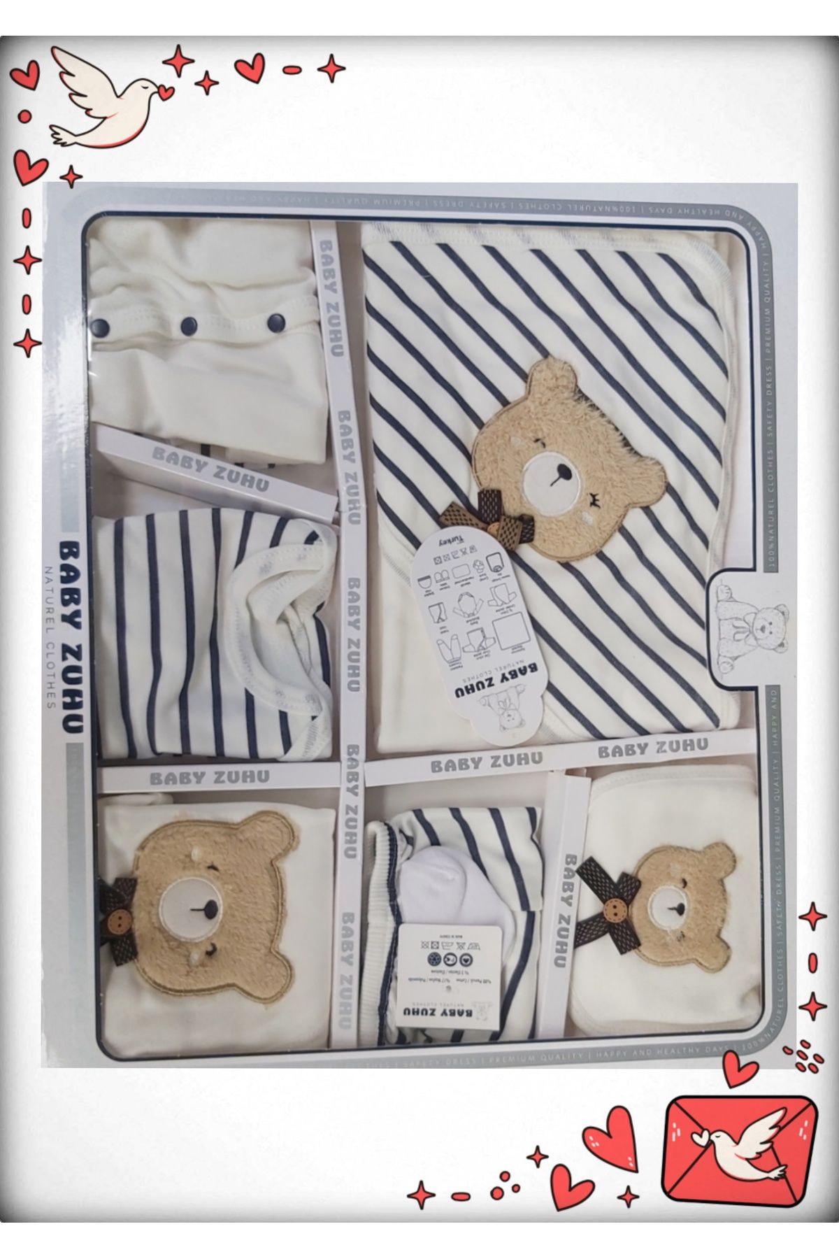 BABY ZUHU En En iyi 11 Li Organik Pamuklu Ayıcık Desenli Hastane Çıkışı
