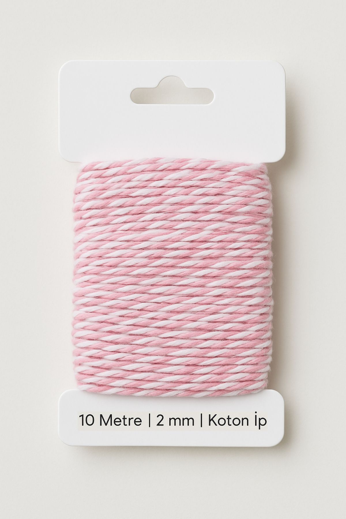 OLİ Art Pembe Beyaz Koton Paketleme İpi 10 Metre Koton Paket İpi 10m