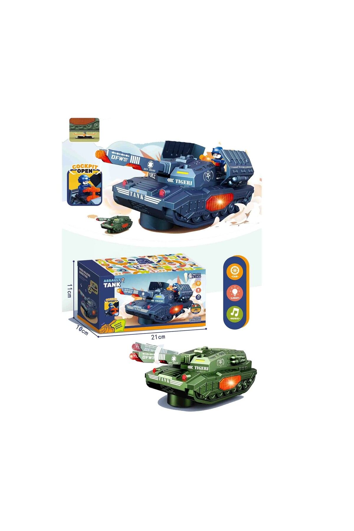 ferman's home Işıklı ve Sesli Askerli Savaş Tankı 25 CM
