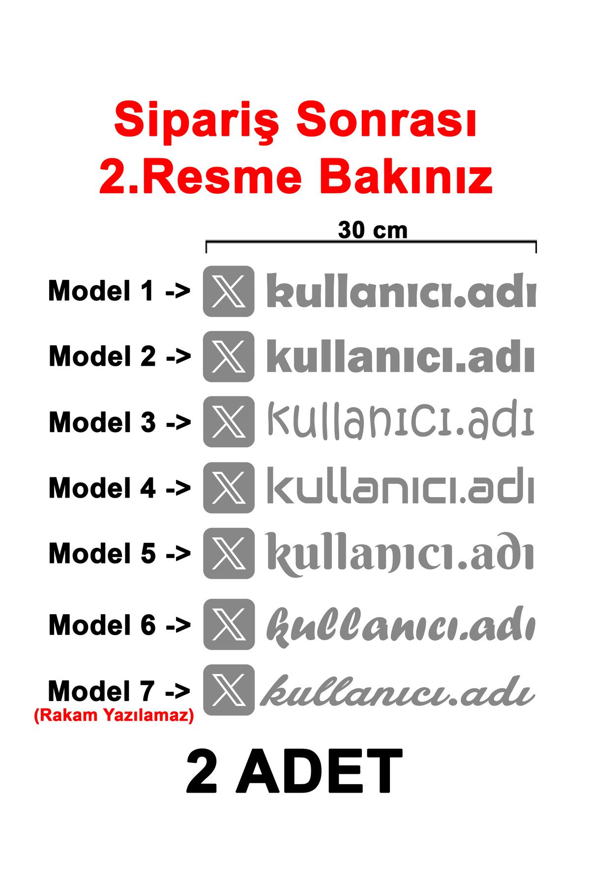 Sönmez Dijital (2 Adet) X Kullanıcı Adı Sticker - X Sticker - X Logo Sticker - 30cm
