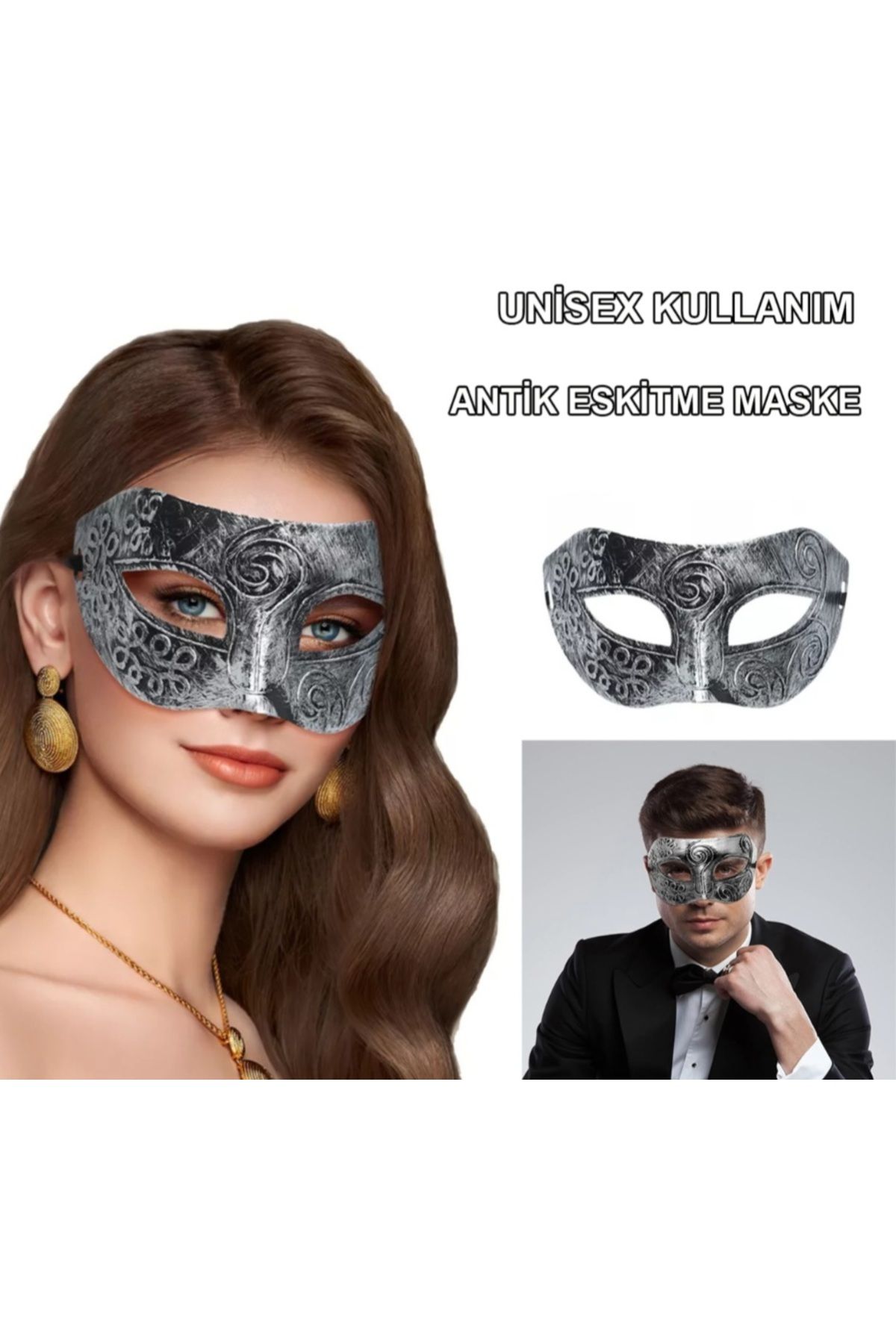 Widmann GÜMİŞİ RENK ESKITME BALO MASKE 2 ADET
