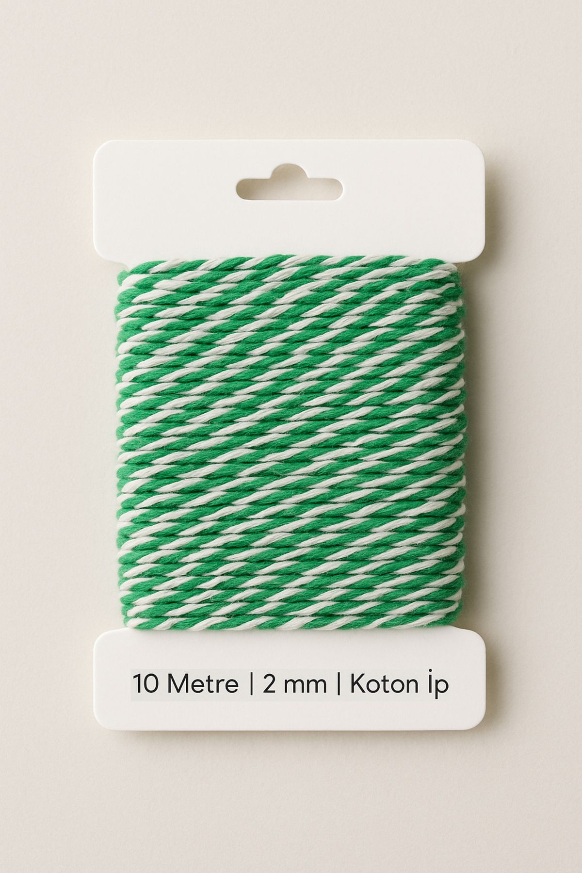 OLİ Art Beyaz Yeşil Koton Paketleme İpi 10 Metre Koton Paket İpi 10m