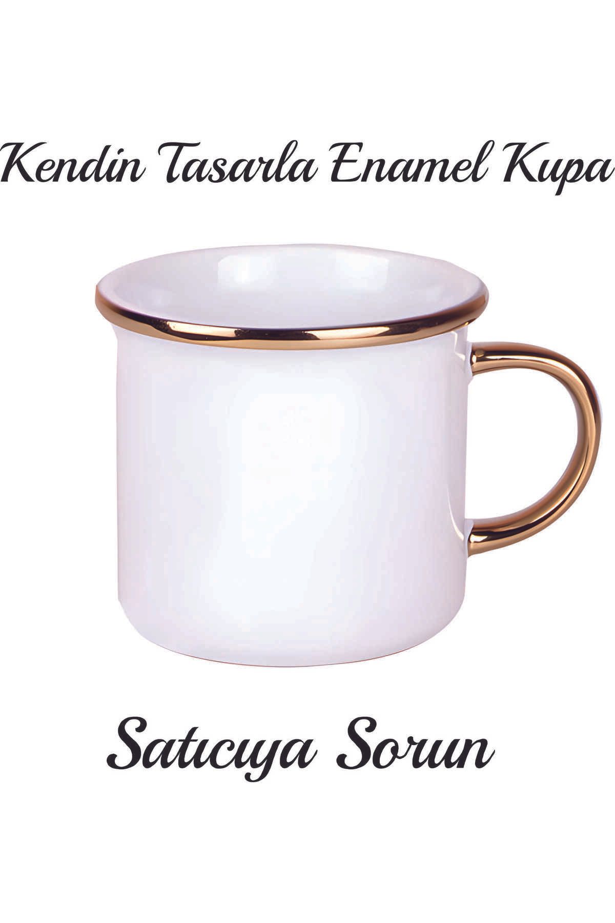 Kreax Kendin Tasarla Enamel Kupa Bardak Altın Renk