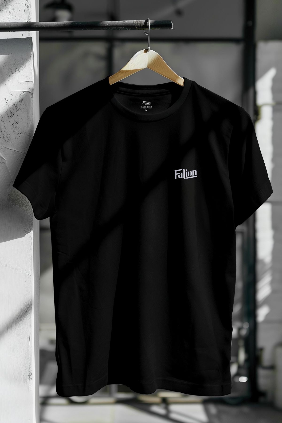 Falion %100 Pamuk Logo Baskılı Slim Fit Dar Kesim Bisiklet Yaka Basic Tişört