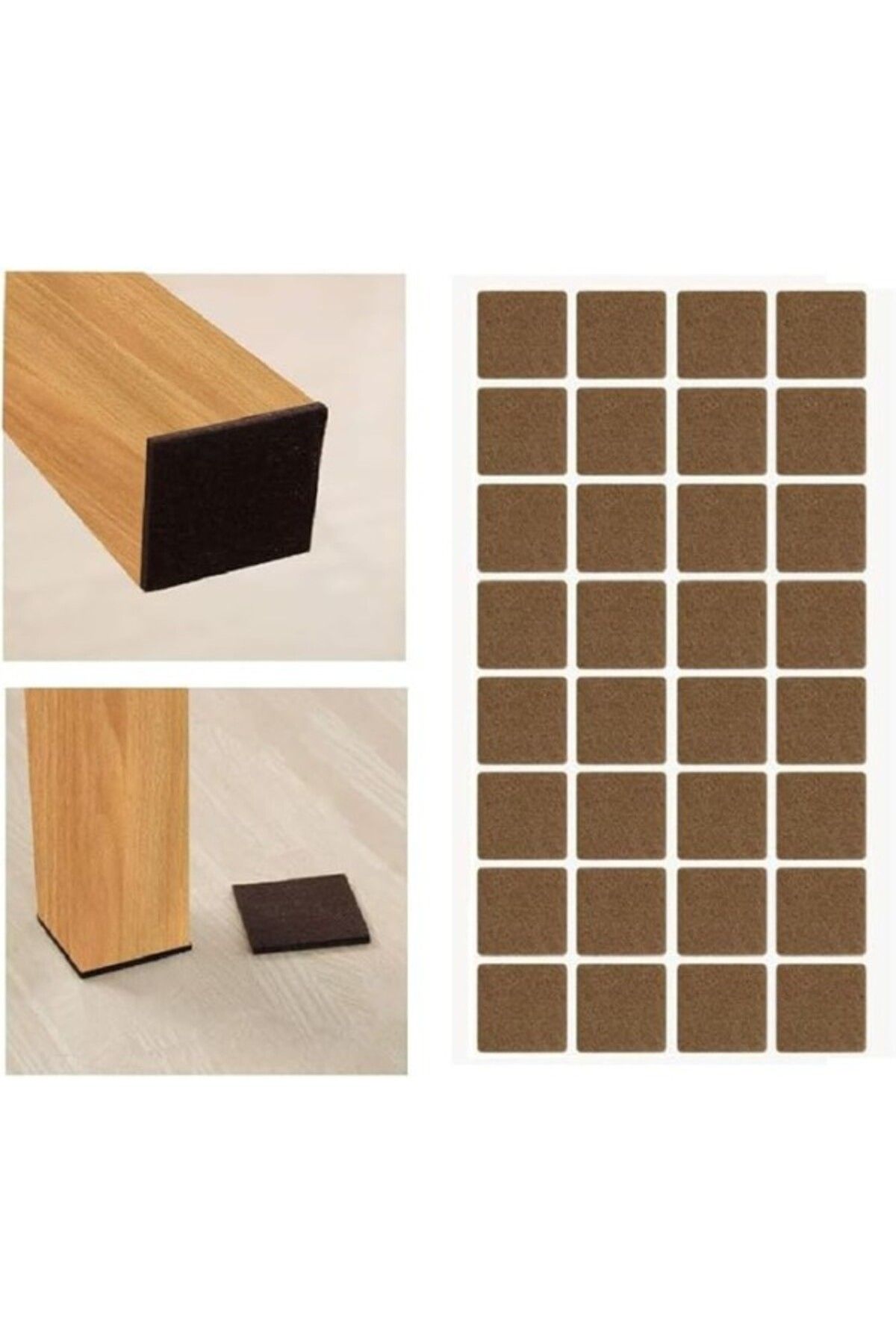 ShopZum Pacific Mobilya Keçesi,Kendinden Yapışkanlı Zemin Koruyucu Kahverengi (25X25Mm)