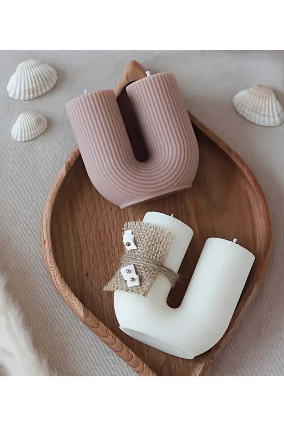 Yaratıcı sanatlar atölyesi Doğal Soya Dekoratif Çift Başlı U Mum