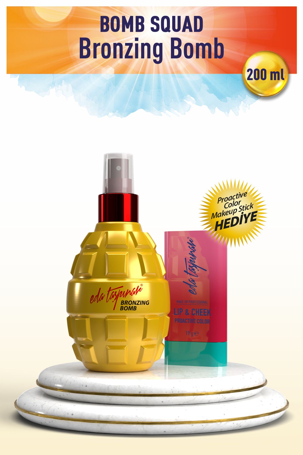 Eda Taşpınar Bronzing Bomb SPF0 200ml YANINDA HEDİYE - Proactive Color MakeUp Stick