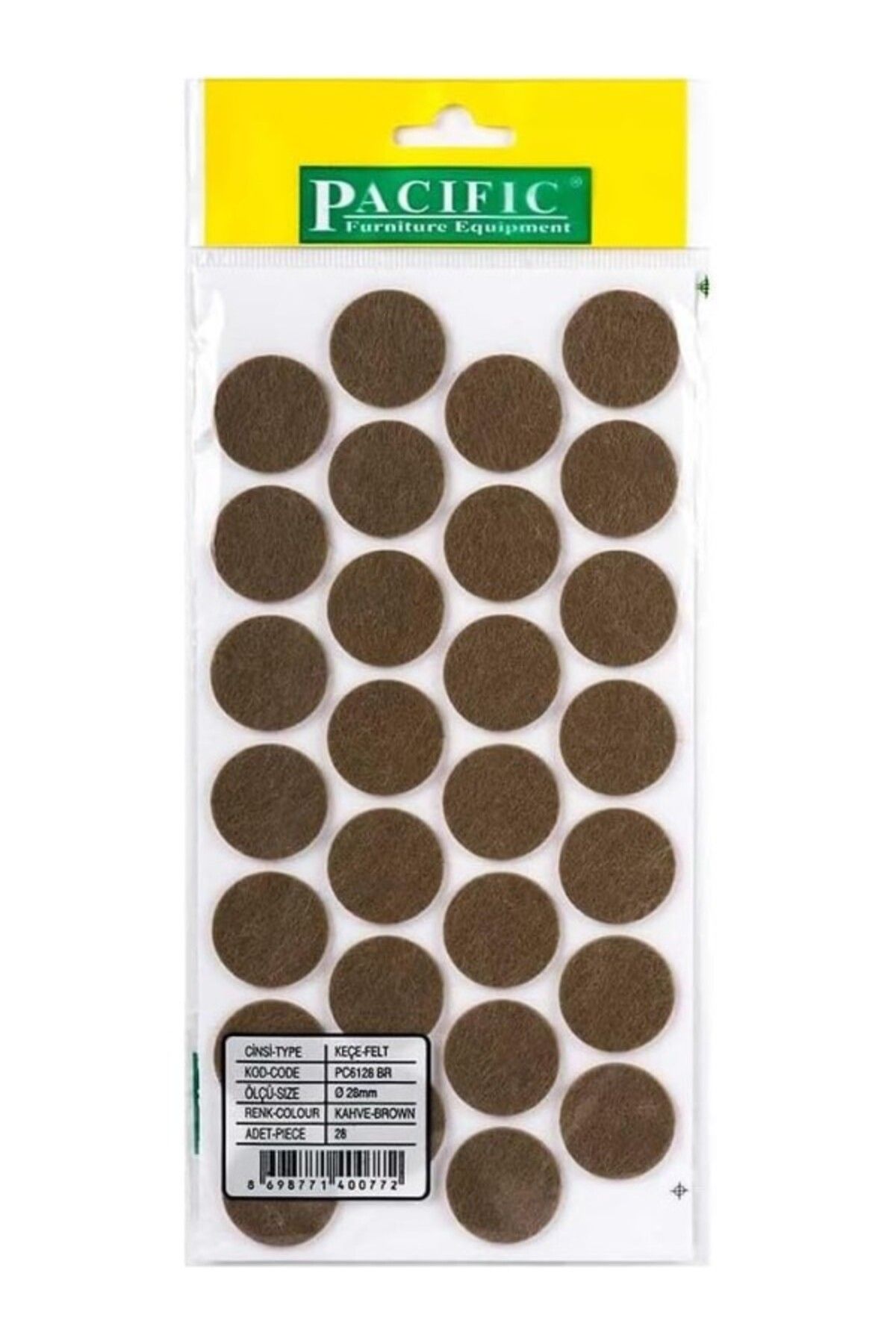 ShopZum Adem Koç Plastik Nsp Masa Sandalye Keçe Kahverengi Yuvarlak 28 Mm