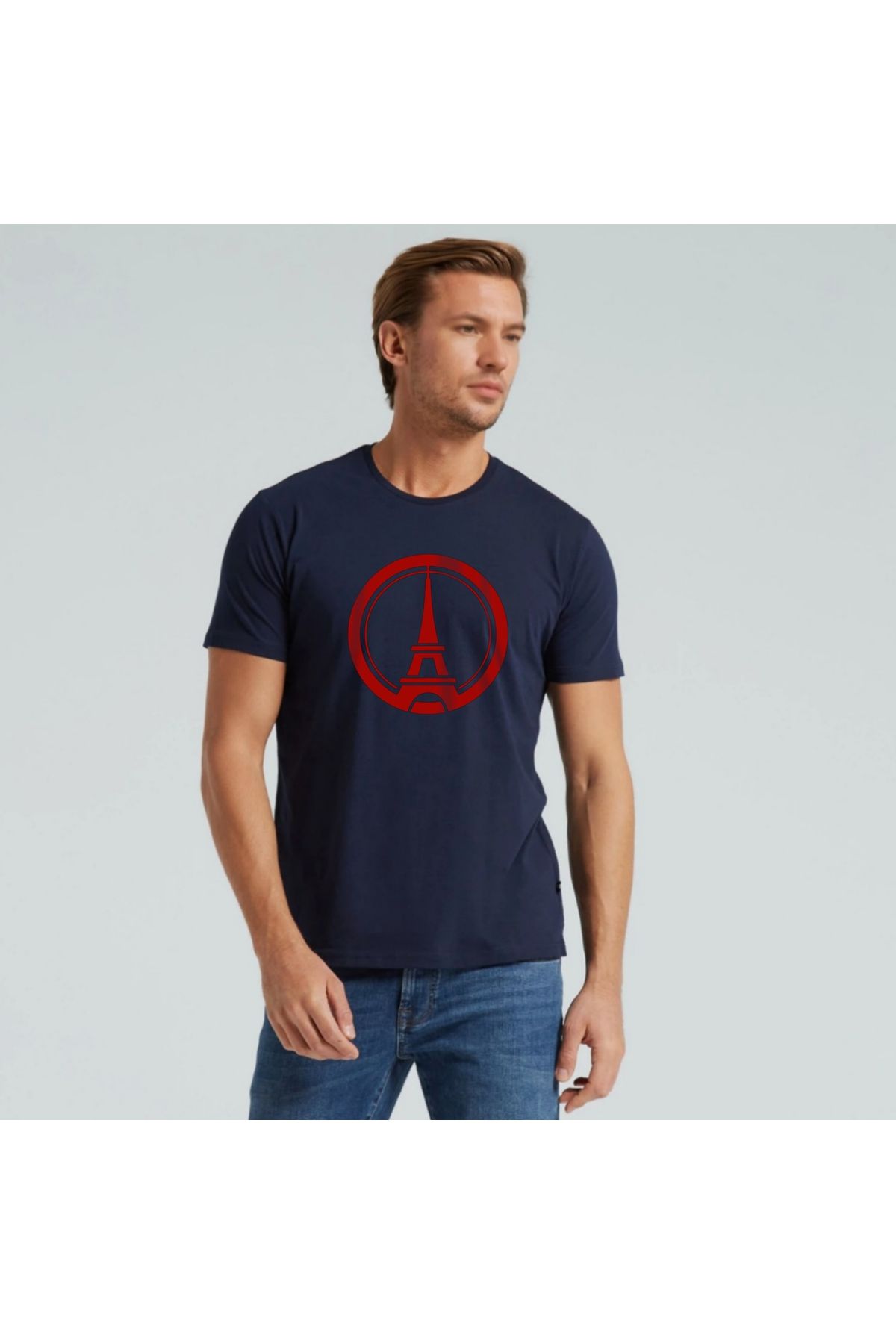 SARI PARIS BÜYÜK ALTERNATIVE LOGO YILDIZ TEMALI TSHIRT %100 PAMUK