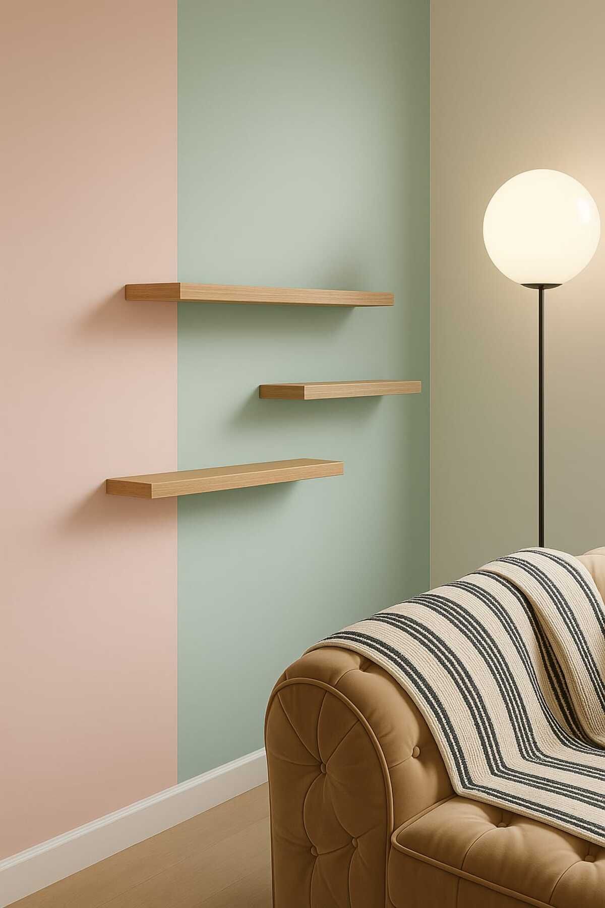 yankı-byeg 60 Cm 40 Cm 30 Cm 3lü Safir Meşe Mdf Uçan Duvar Rafı Gizli Bağlantı Kitaplık