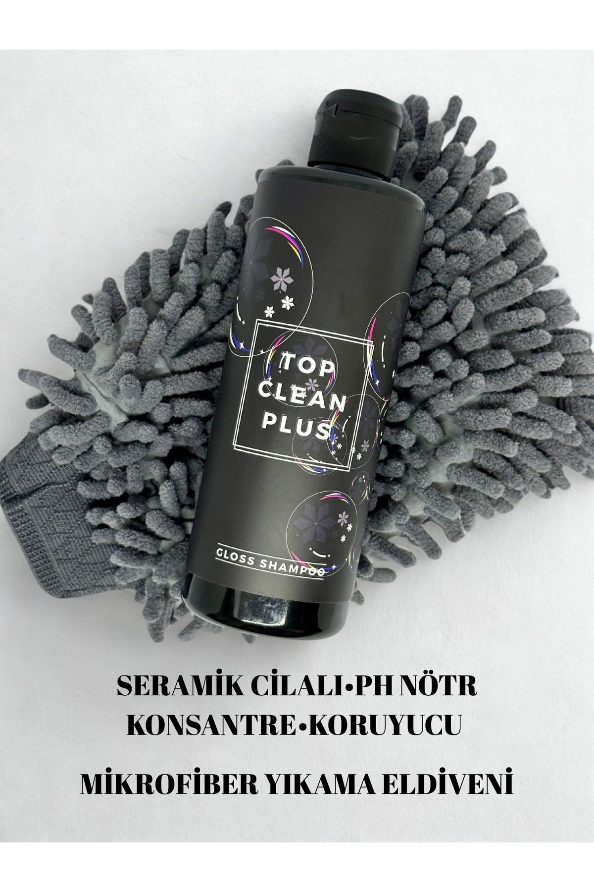 TCP SERAMİK CİLA'LI PH NÖTR KONSANTRE OTO ŞAMPUAN VE KÖPÜK ELDİVENİ MİKROFİBER (GLOSS SHAMPOO)