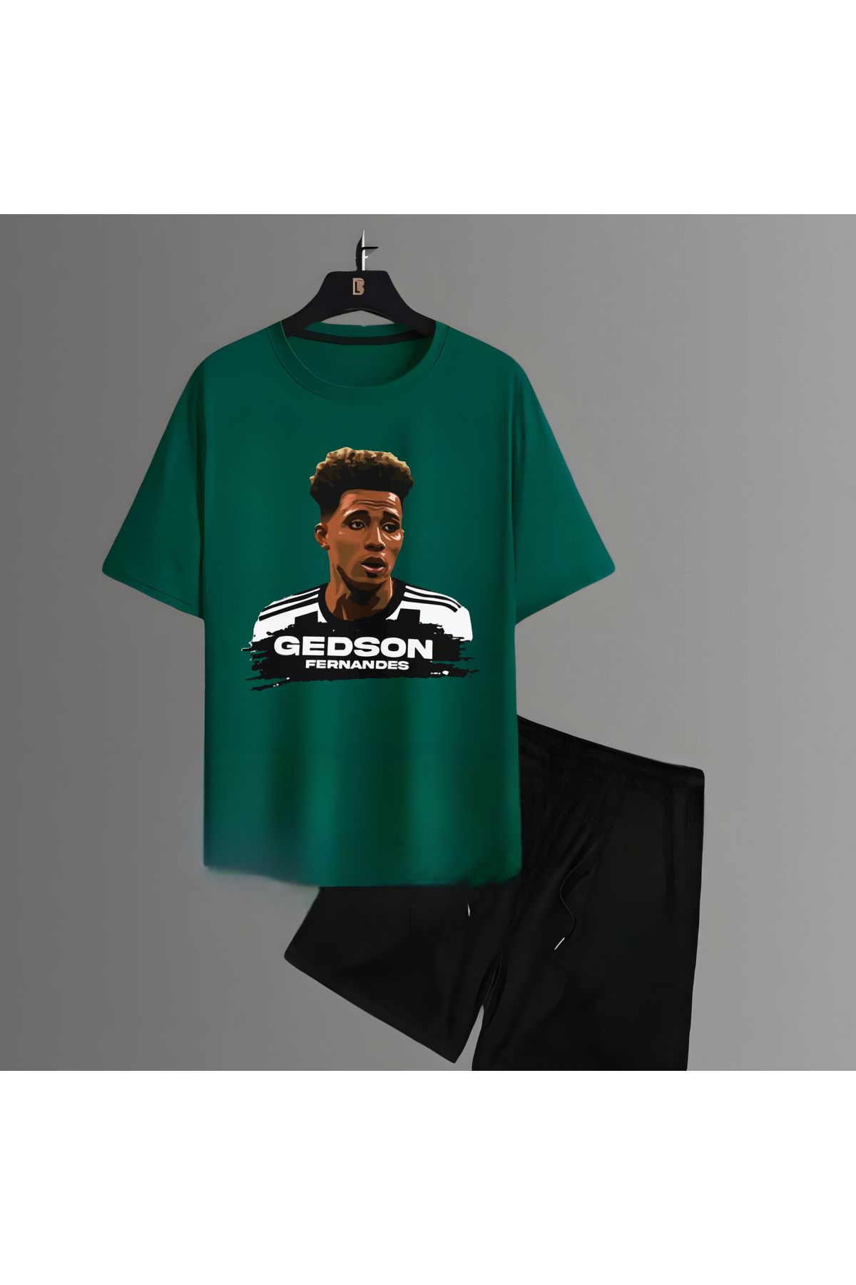 Biy Store Gedson Fernandes futbol forma ön baskılı unisex kısa kollu tişört regular fit t-shirt şort takımı