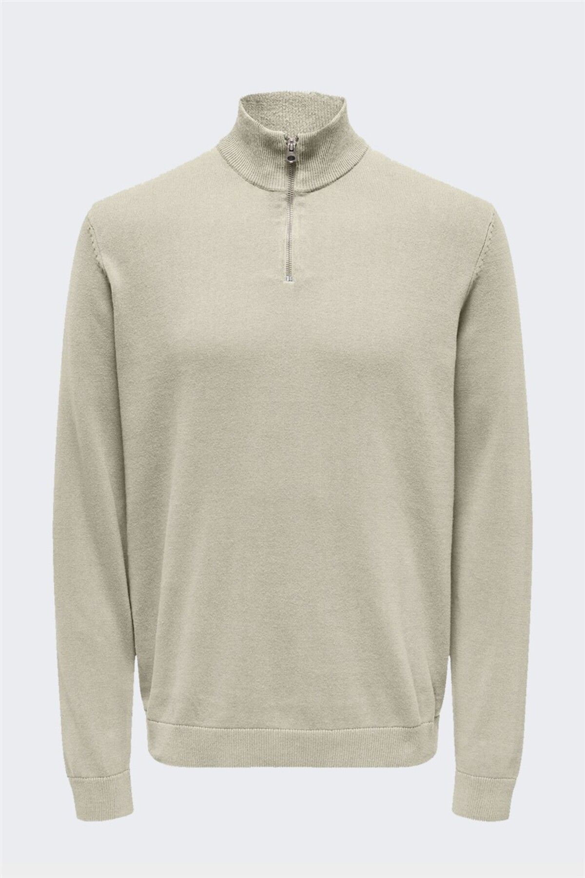 Only & Sons ONSALEX REG 12 HALF ZIP KNIT Erkek Bej Kazak - 22022523