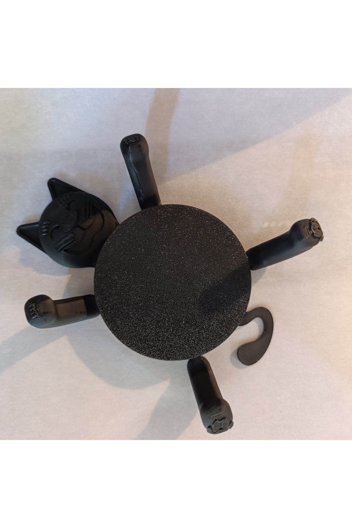 Mey3DDesign Bardak Altlığı Kedi, Fincanı Kavrayan Tasarım Siyah