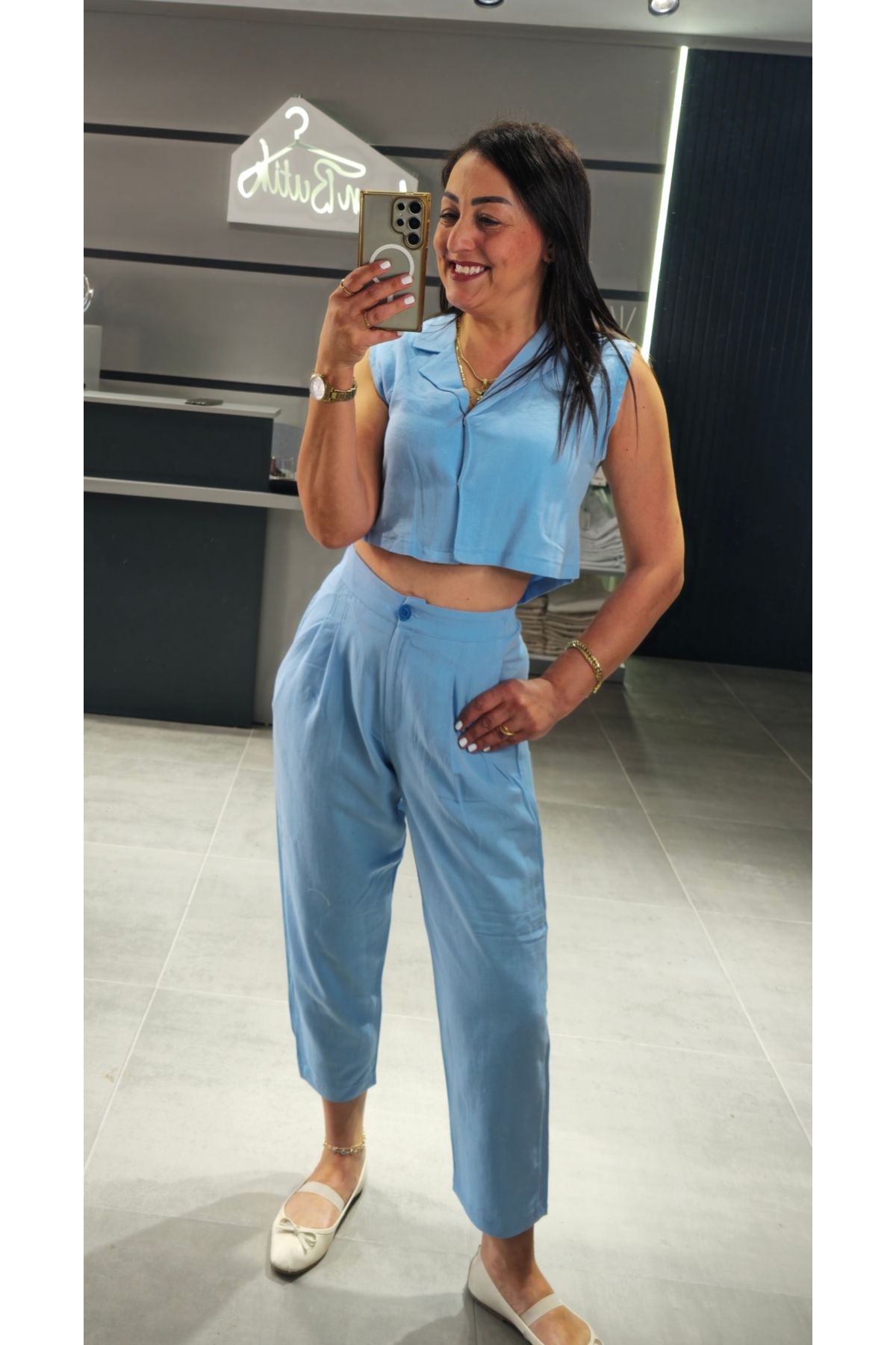 Basic & me KETEN YELEK PANTOLON TAŞ RENGİ