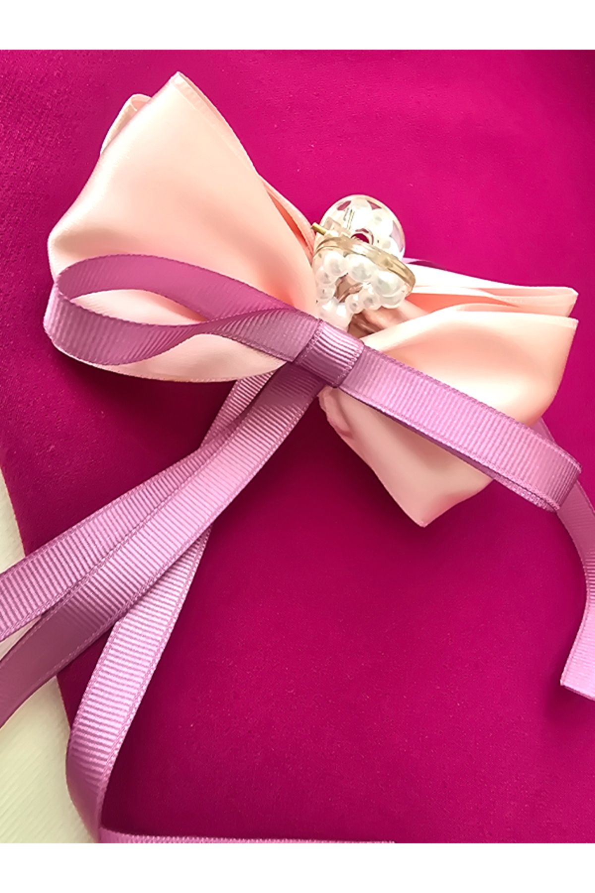Riccoco Accessory Fiyonklu Saten Kurdele Mandal Toka