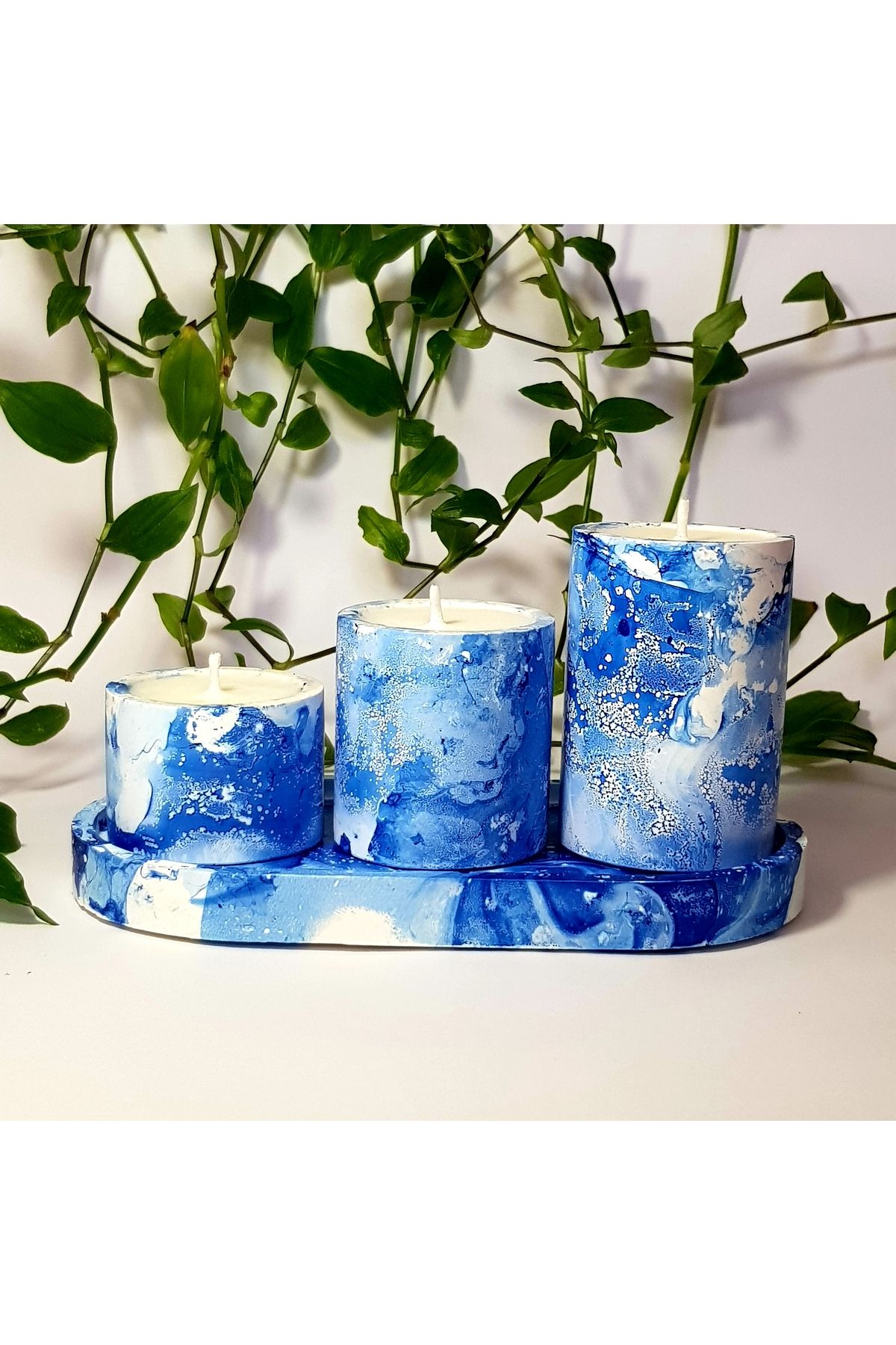 GLOWTEN Doğal El Yapımı Çevre Dostu Lavanta Kokulu Dekoratif Aromaterapi Mum Seti