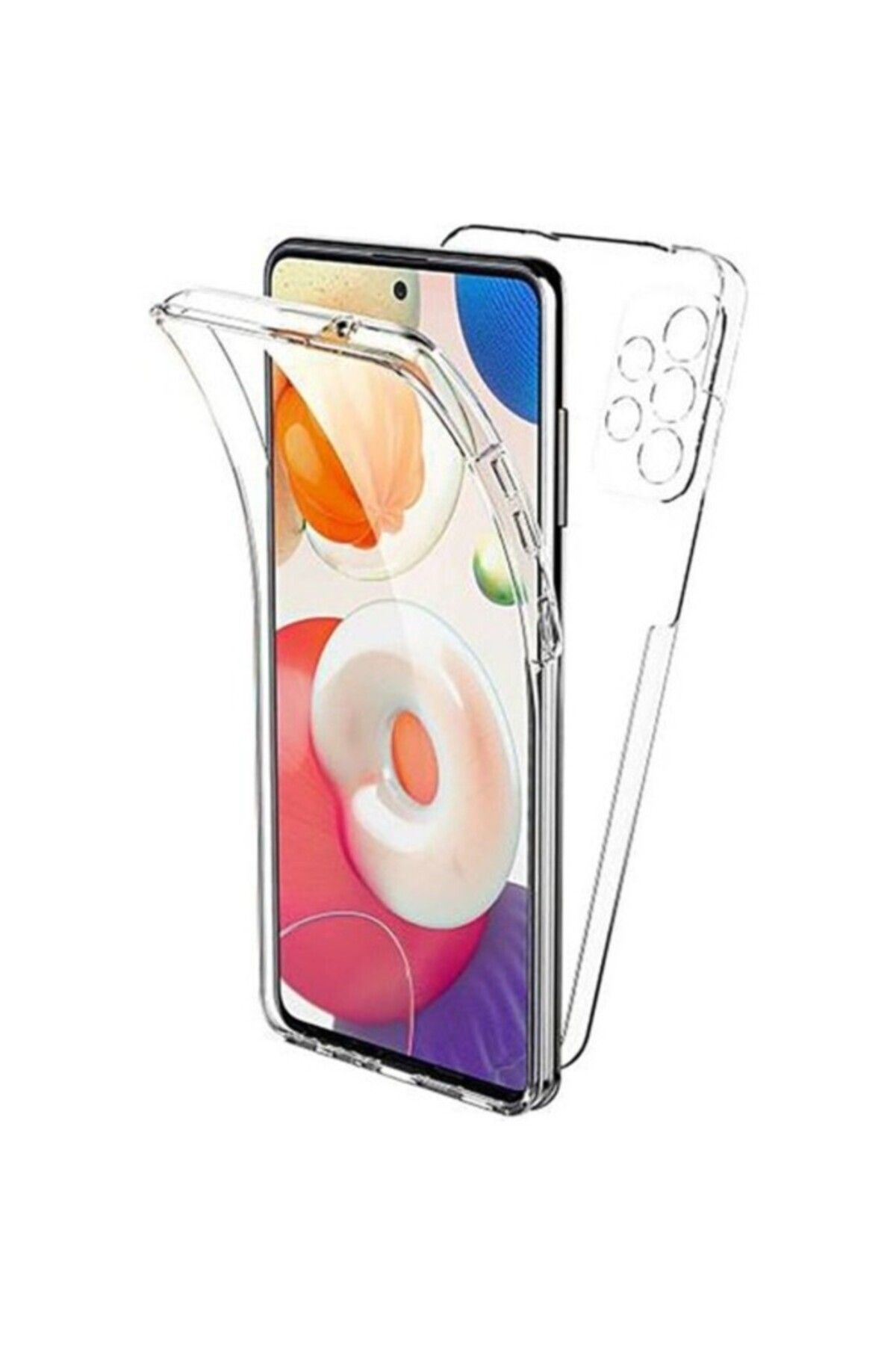 TezMax Samsung Galaxy A33 5G Uyumlu 360° Ön Arka Tam Koruyucu Şeffaf Silikon Full Body Kılıf