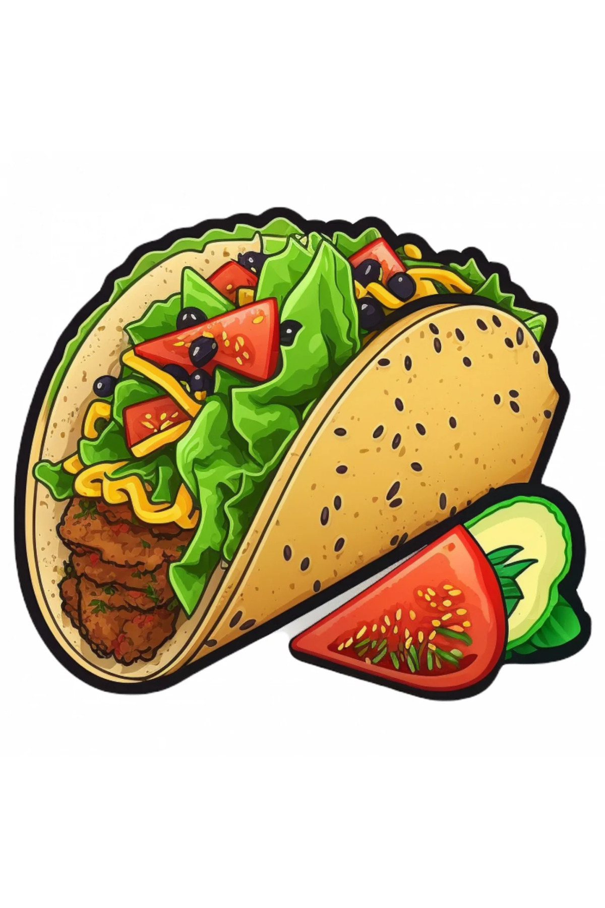 INOVATIX Set De 8 Bucăți, Autocolante Tacos, Inovatix . 6 Cm - 6 x 6