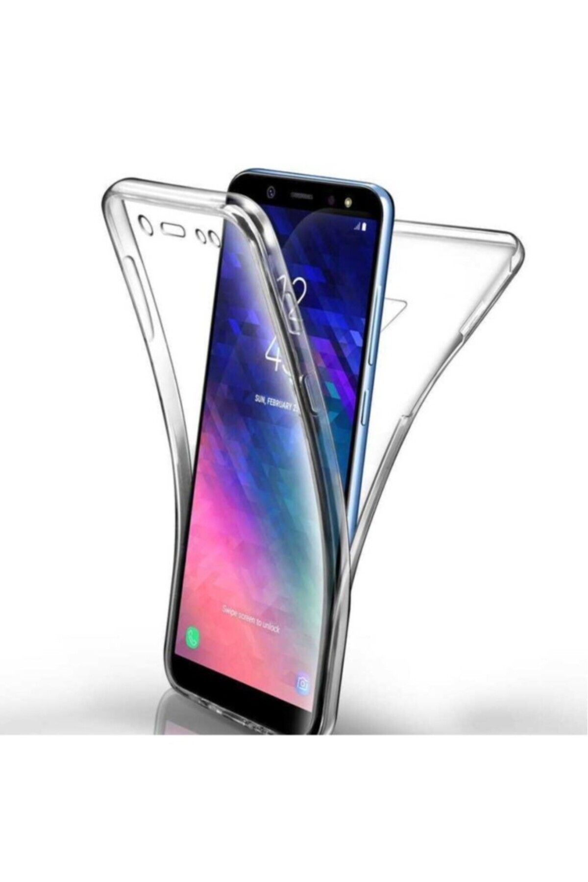 TezMax Samsung Galaxy S9+ Plus Sm-G965F Uyumlu 360° Ön Arka Tam Koruyucu Şeffaf Silikon Full Body Kılıf