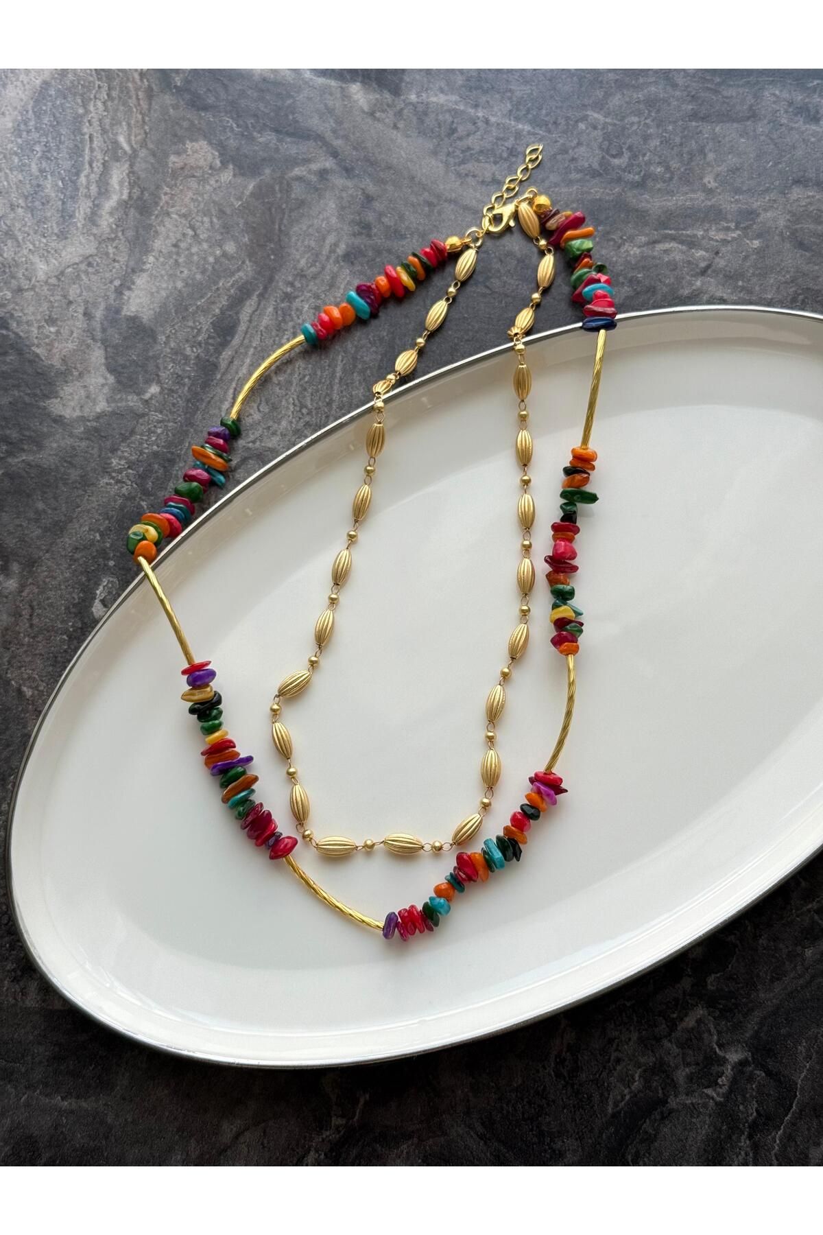 Nera Accessories İkili Doğal Taş Kolye
