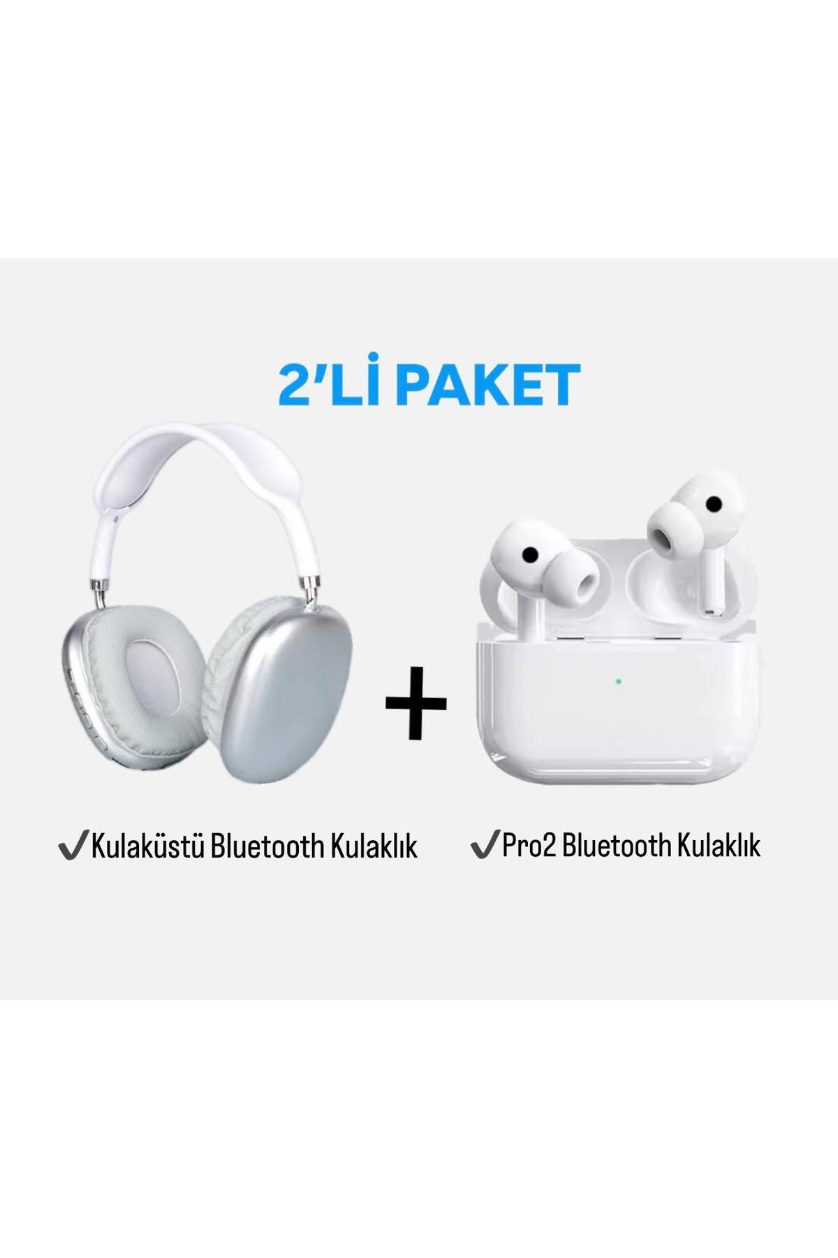 TEKNO Kulak Üstü ve Kulak İçi İOS & Android Uyumlu Kablosuz Bluetooth Kulaklık Paketi