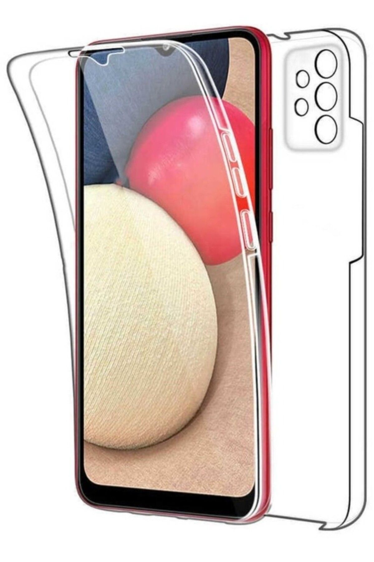 TezMax Samsung Galaxy A23 Sm-A235F Uyumlu 360° Ön Arka Tam Koruyucu Şeffaf Silikon Full Body Kılıf