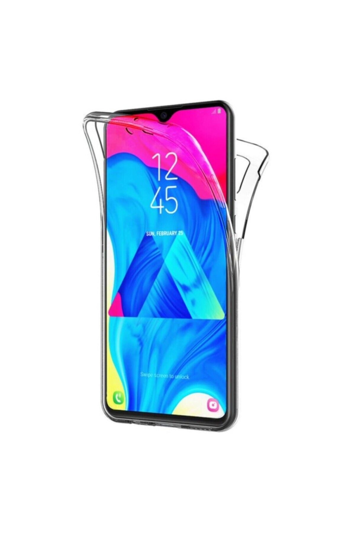 TezMax Samsung Galaxy M10 Uyumlu 360° Ön Arka Tam Koruyucu Şeffaf Silikon Full Body Kılıf