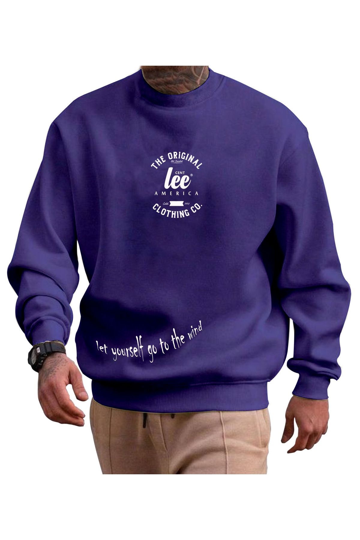 centlee america sweatshirt erkek unisex spor oversize kalıp uzun kollu