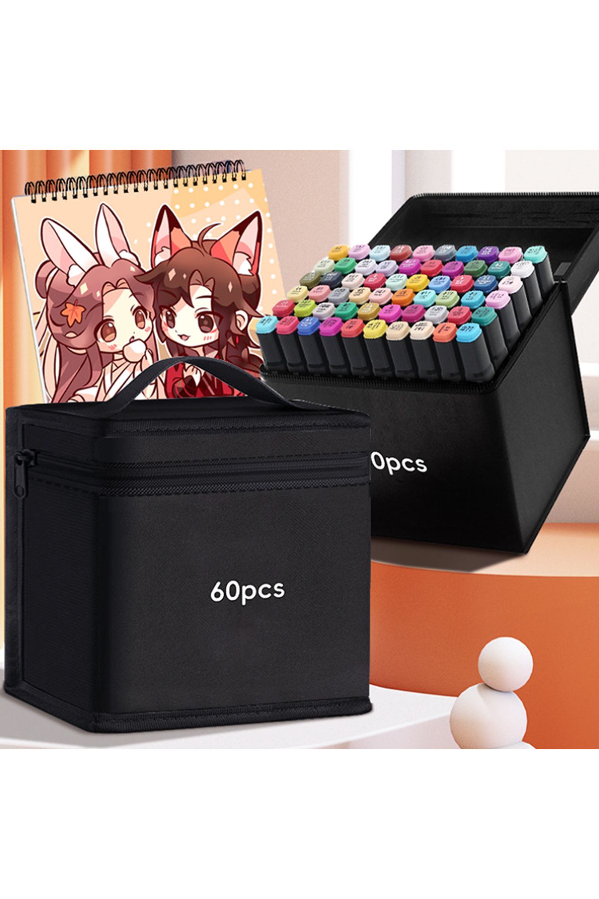 Wolawood Özel Tasarım Marker Kalem Seti 24-36-48-60-80-120 Renk Seçenekli Taşıma Çantalı Sanatçı Çizim Takımı