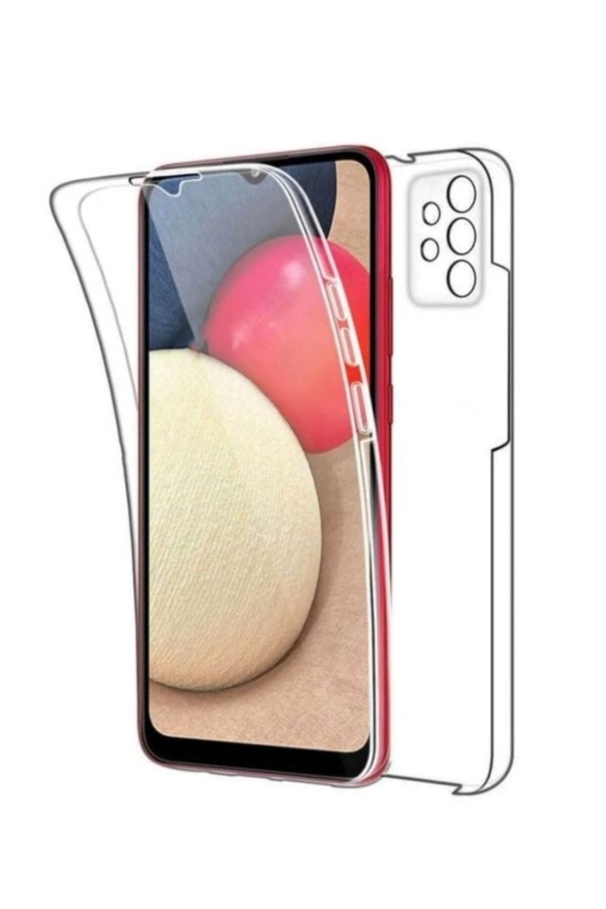 TezMax Samsung Galaxy A53 Sm-A536E Uyumlu 360° Ön Arka Tam Koruyucu Şeffaf Silikon Full Body Kılıf