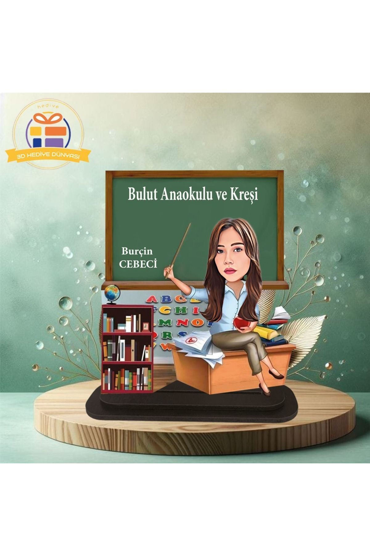 SerenityHaven Anaokulu öğretmeni kreş öğretmeni karikatürlü biblo hediye 3d masa üstü biblo hediyesi