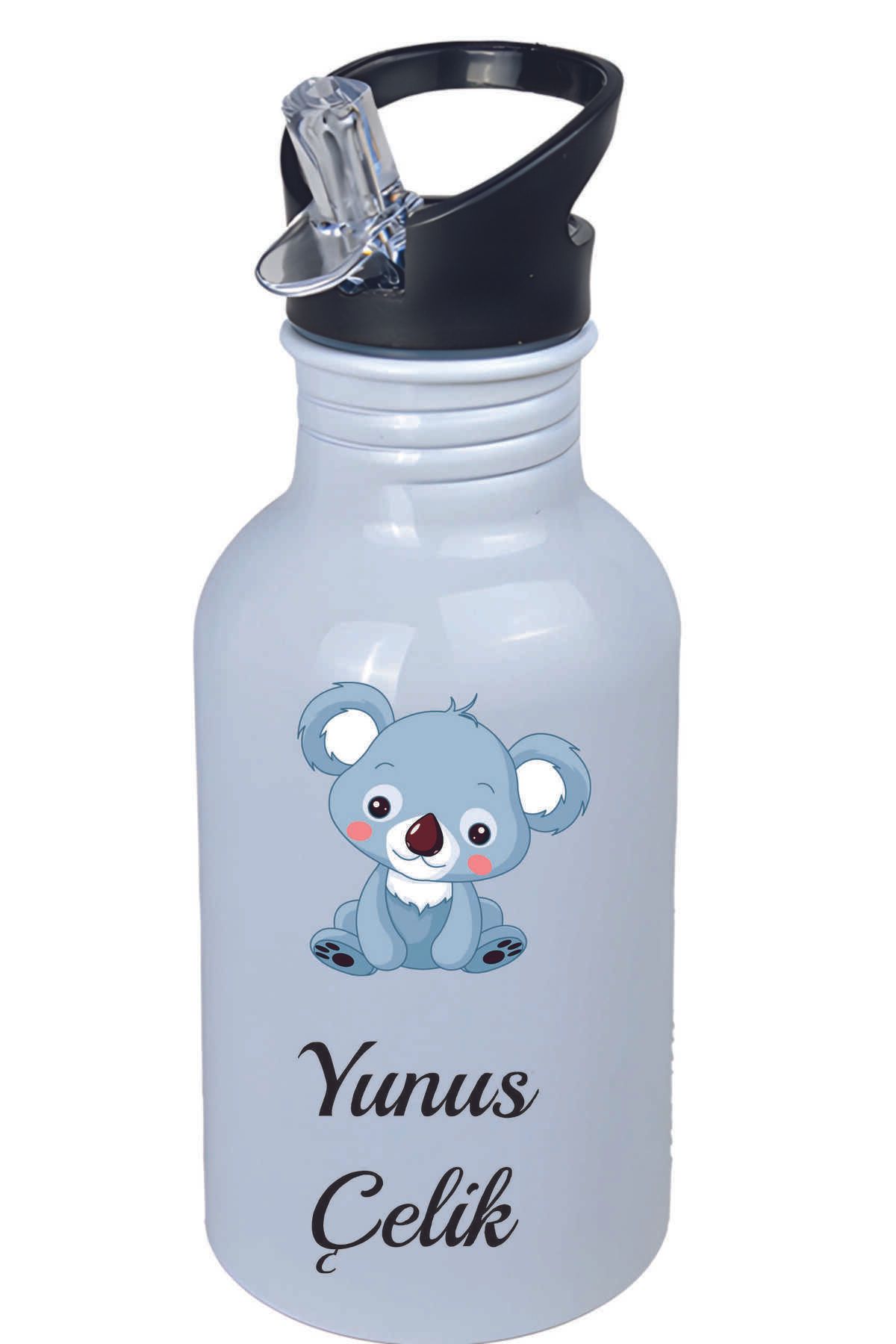 Kreax Koala Tema Kopçalı Pipetli Matara-Suluk