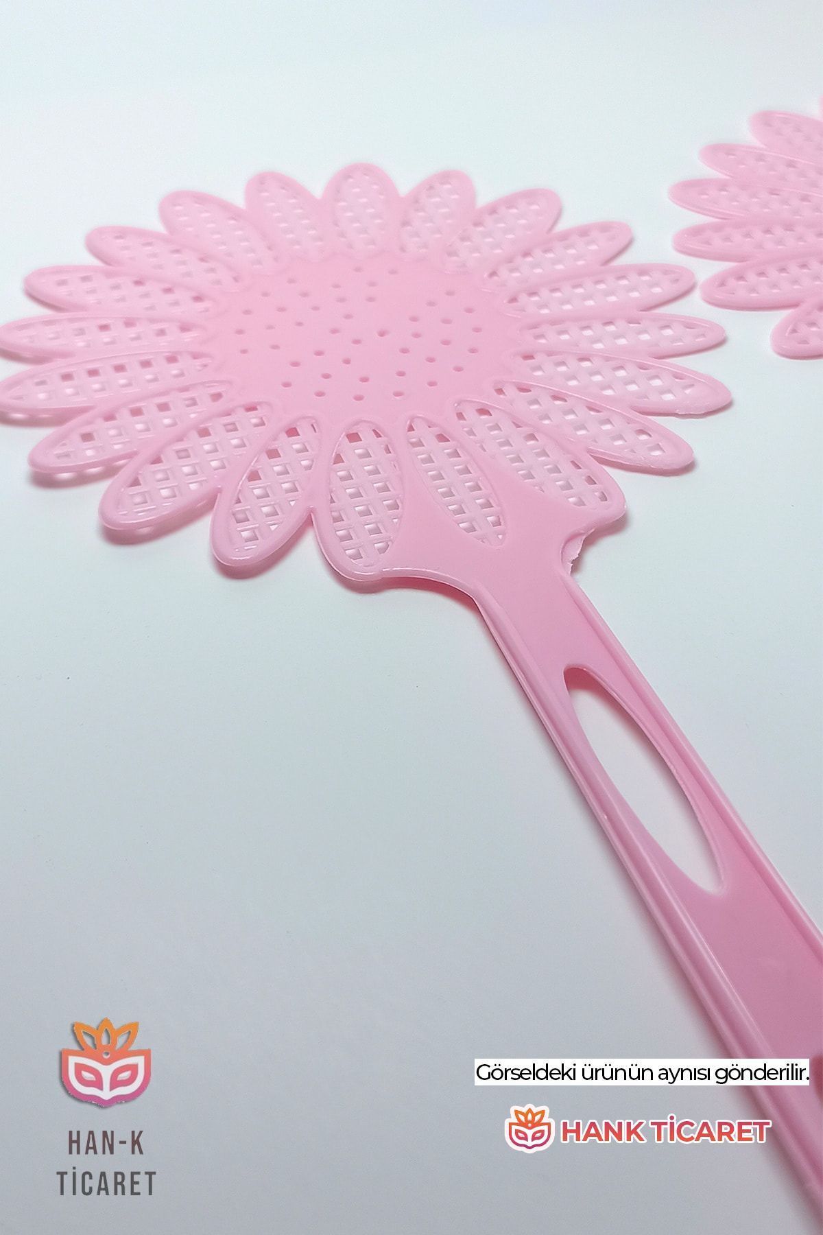 HANK TİCARET 2 Adet Sinek Sopası 45 Cm X Pembe Çiçek Tasarımlı Hafif Ve Esnek Temizlenebilir Uzun Menzil