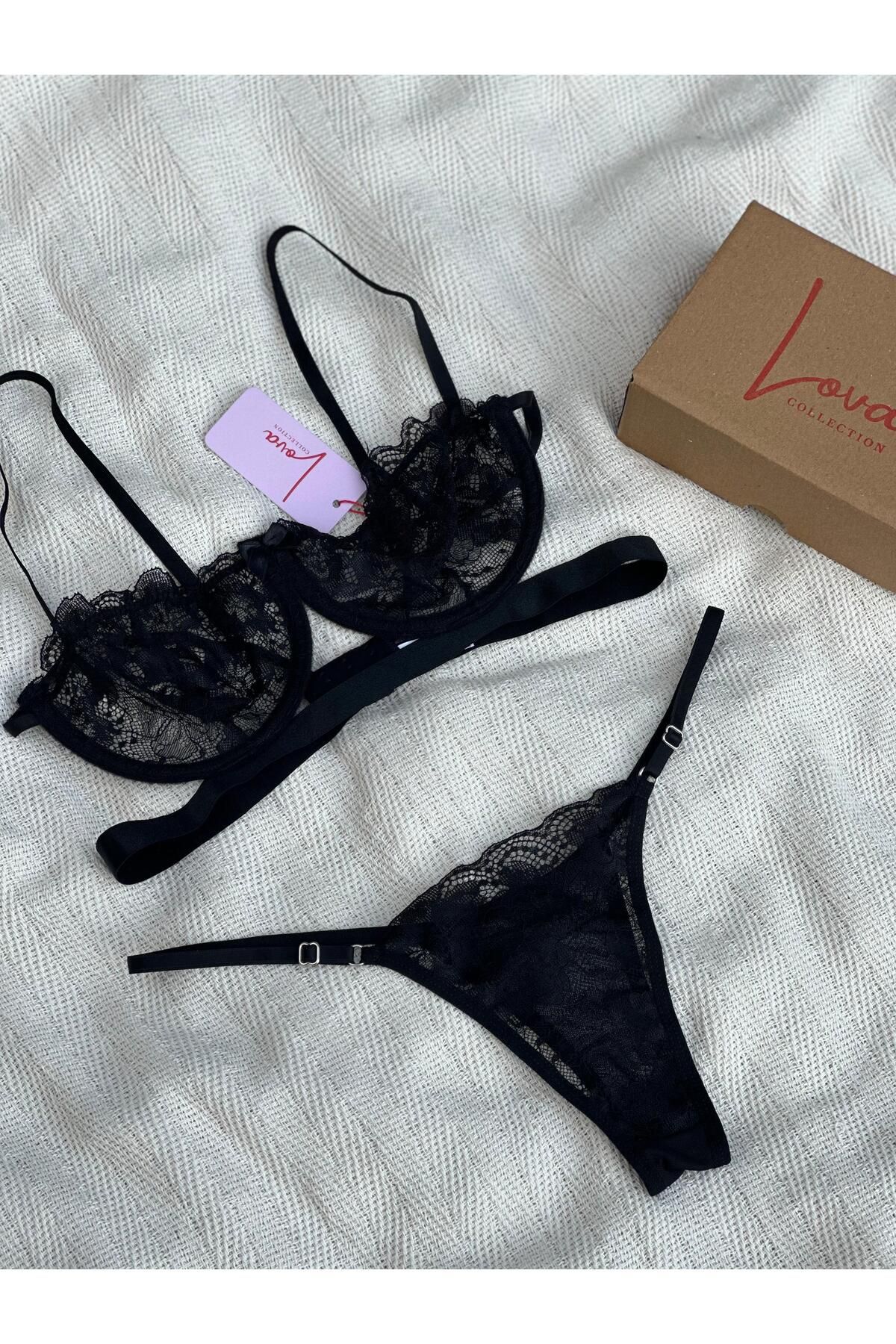 Lova Collection Luna Siyah Balenli Sütyen Takımı