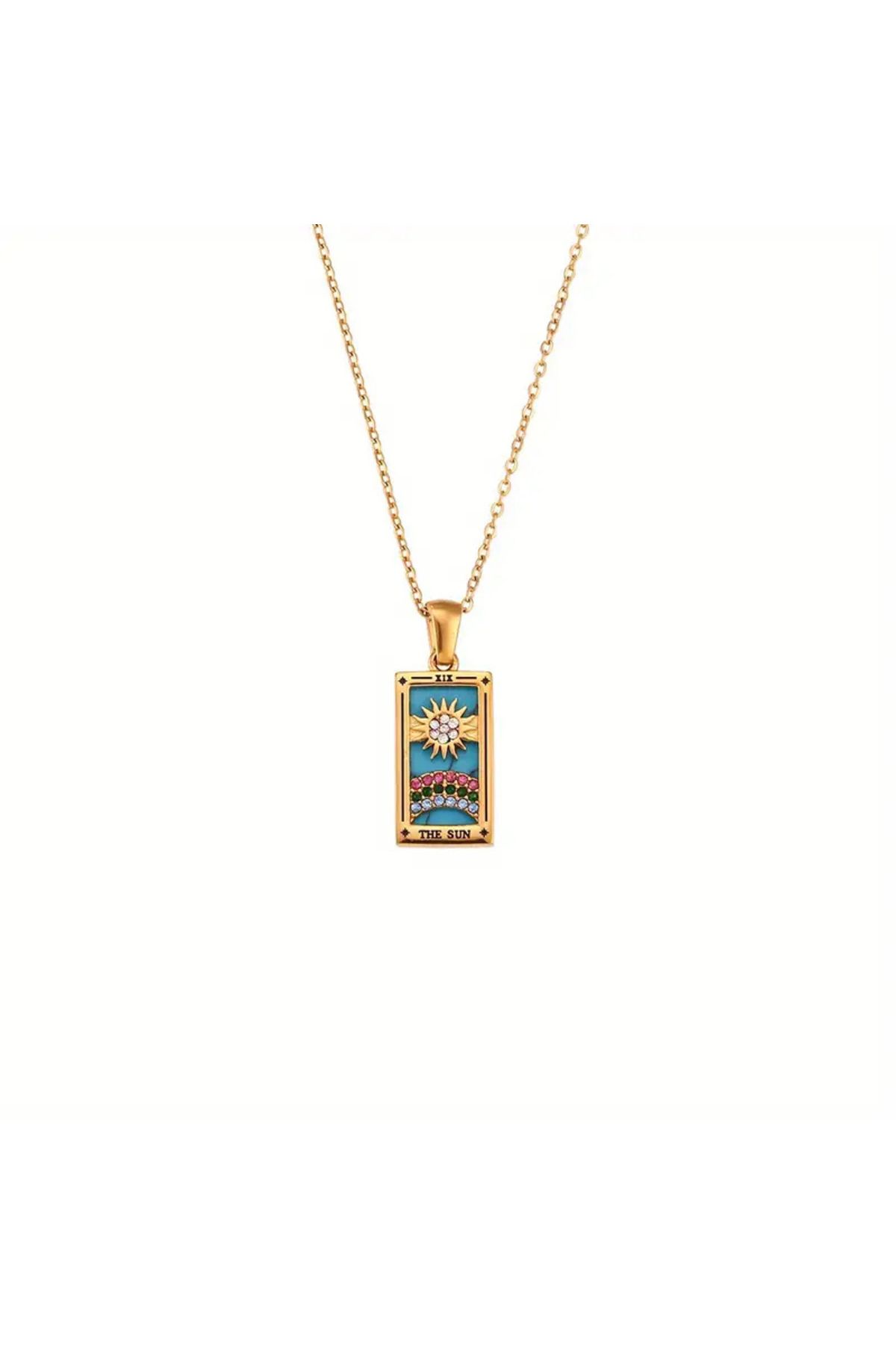AKSESUARIM Ay ve Güneş Paslanmaz Çelik Tarot Kolye