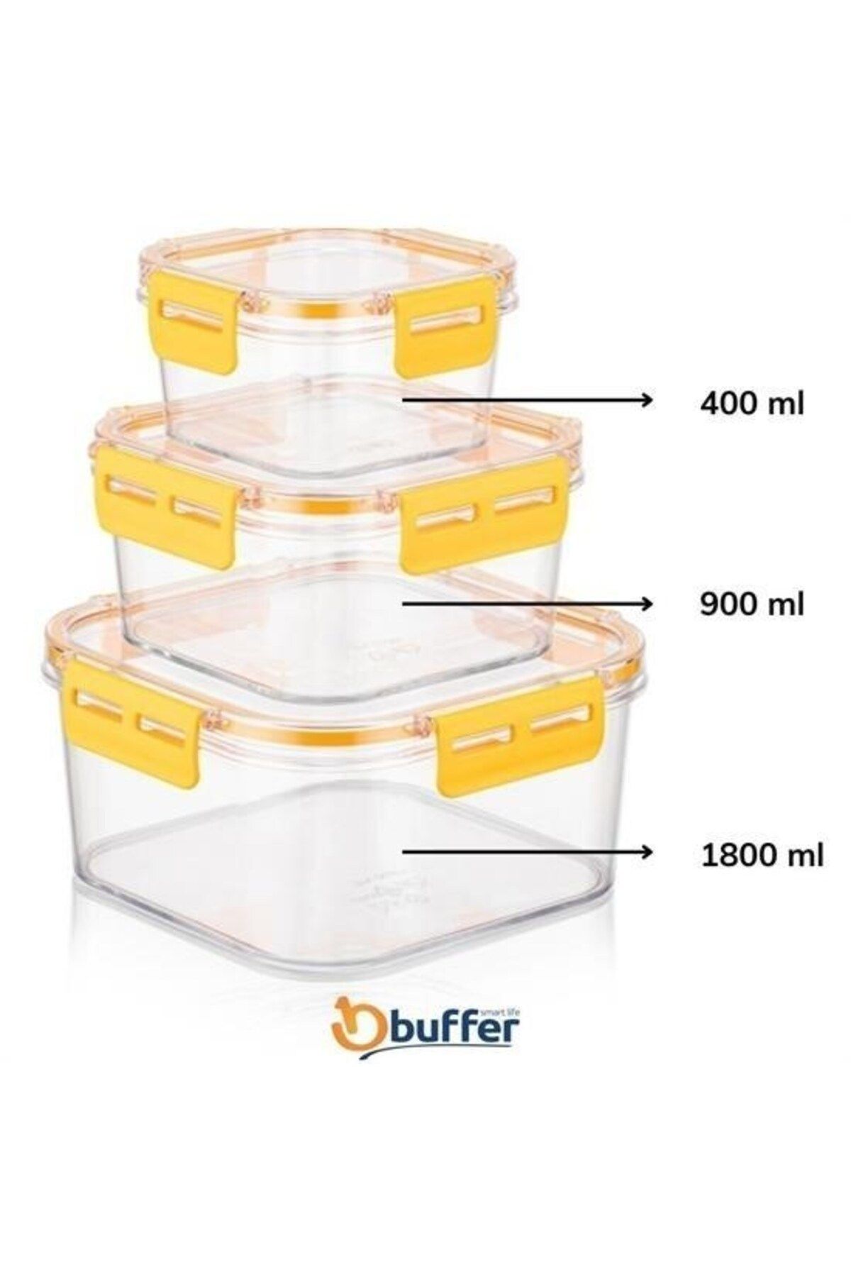 Skygo-BUFFER® 3-Piece Practical Silicone Seal Sturdy Stackable Storage Containers with Leak-Proof Lids 3