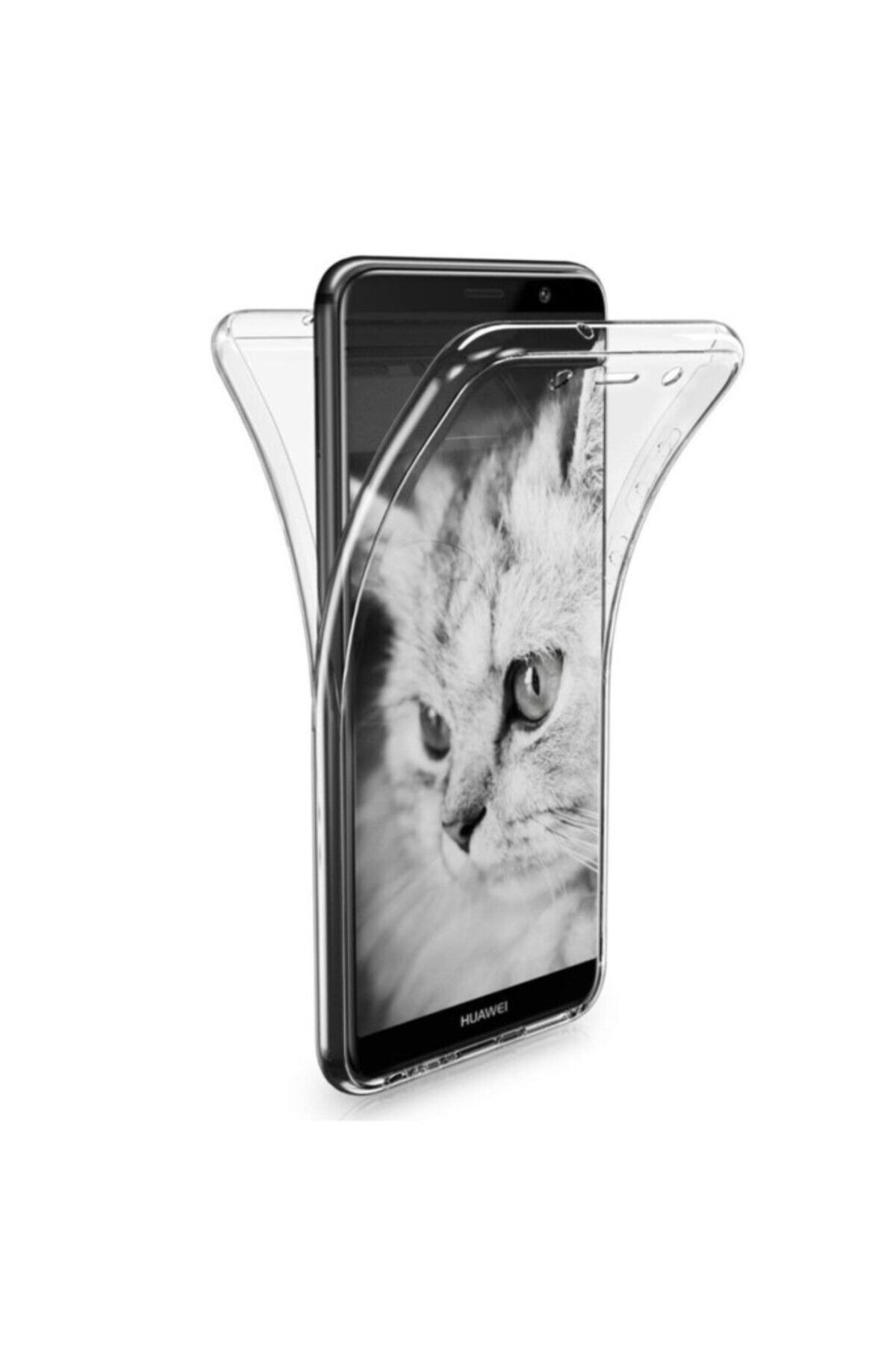 TezMax Huawei Mate 10 Pro Uyumlu 360° Ön Arka Tam Koruyucu Şeffaf Silikon Full Body Kılıf