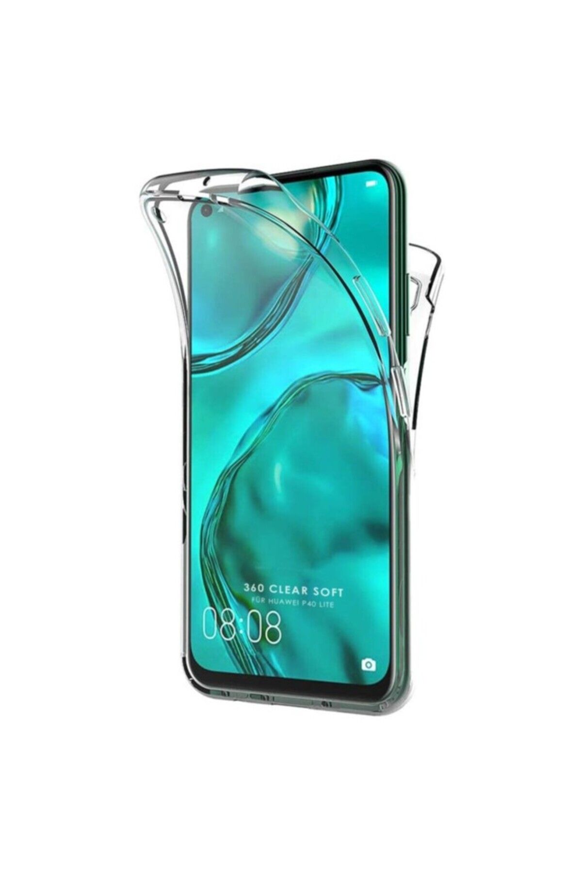 TezMax Huawei P40 Lite Uyumlu 360° Ön Arka Tam Koruyucu Şeffaf Silikon Full Body Kılıf