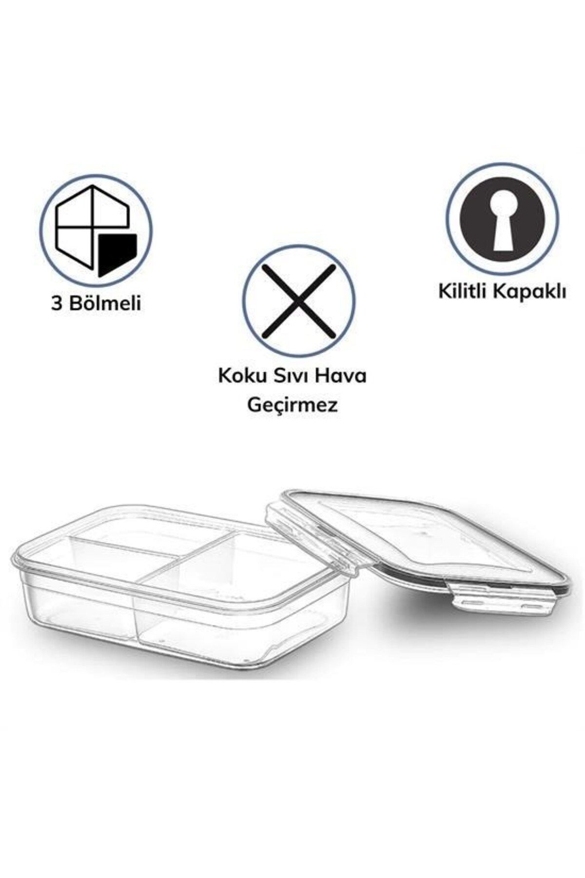 Skygo-BUFFER® 1 Liter Food Storage Container with 3 Compartments and Lockable Lid LC-510 3