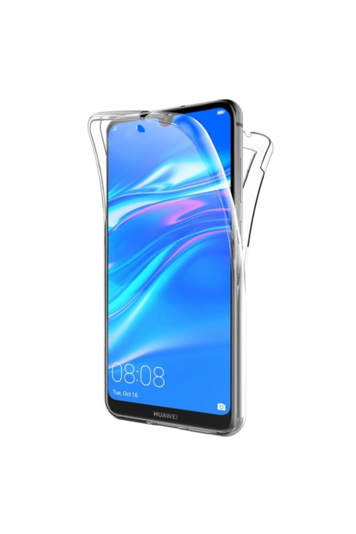 TezMax Huawei Y7p Uyumlu 360° Ön Arka Tam Koruyucu Şeffaf Silikon Full Body Kılıf