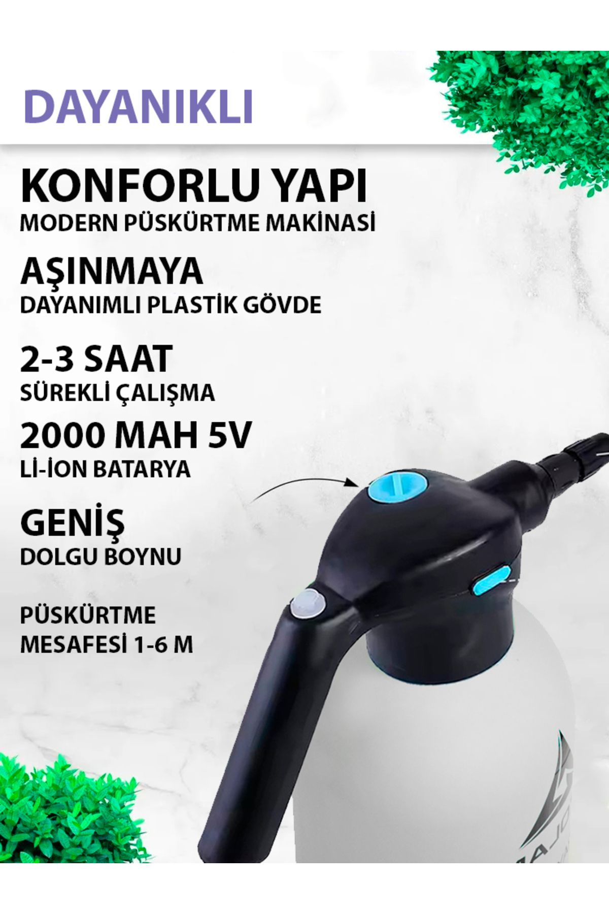 LITOLAN 2 Lt Şarjlı Zirai Ilaçlama Pompası Yüksek Basınç (SULAMA, TEMİZLEME, YIKAMA)
