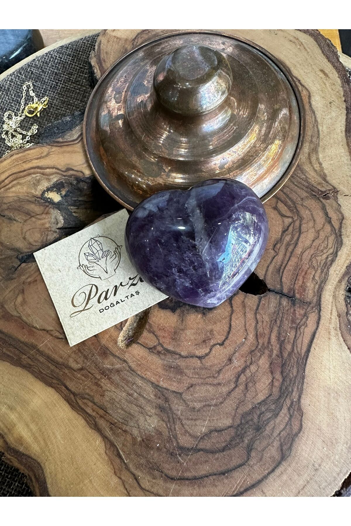 SerenityHaven Ametist Doğal Taş Kalp Parça