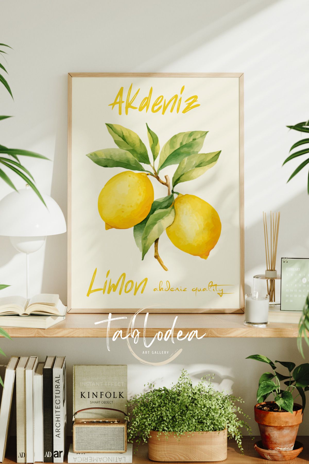 tablodea Modern Limon Temalı Mutfak Dekoru Çerçeveli Poster Tablo Minimalist Dekoratif Limonlu Mutfak Tablosu