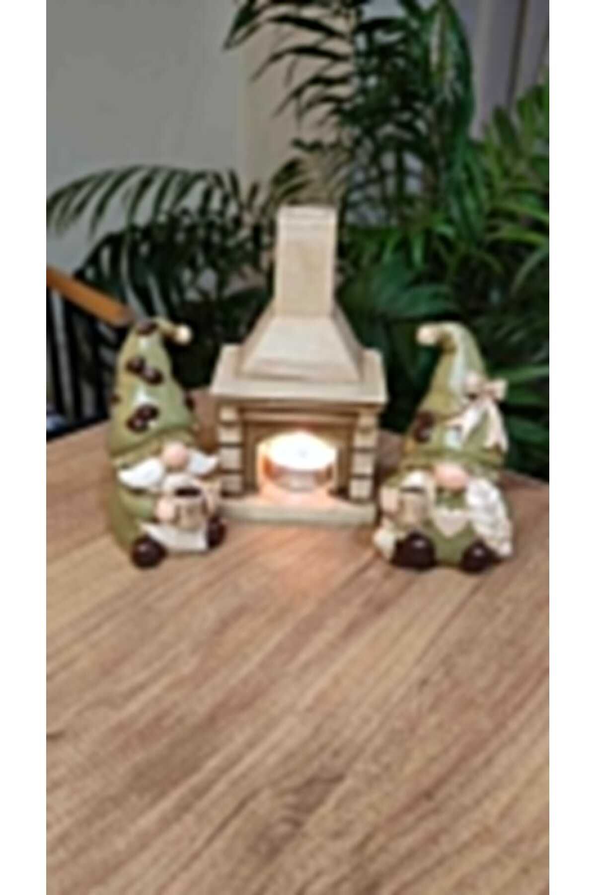 Gardenya Şömine Başında Kahveci Şans Cüceleri ( Gnome , Burnuk )